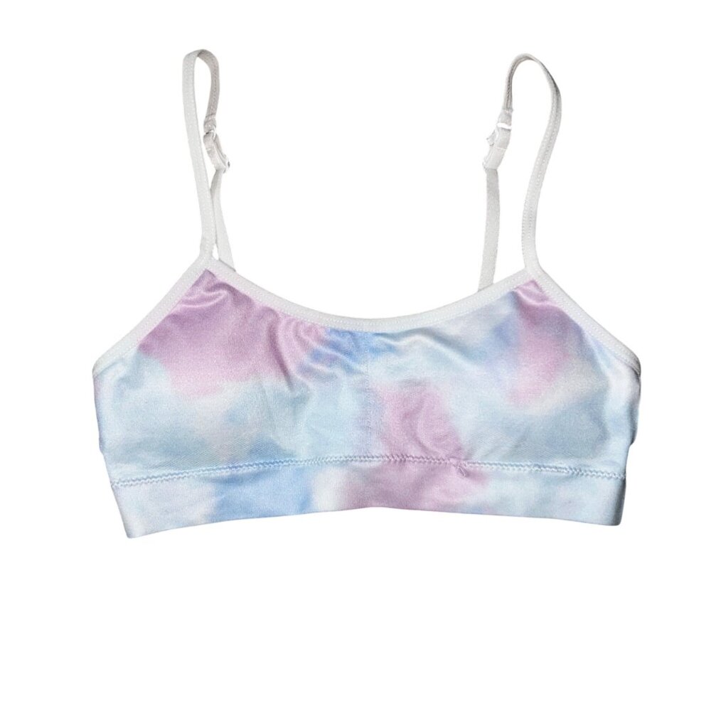 Girls Tie-Dye Adjustable Strap Soft Bra M White/Pink/Blue 1697